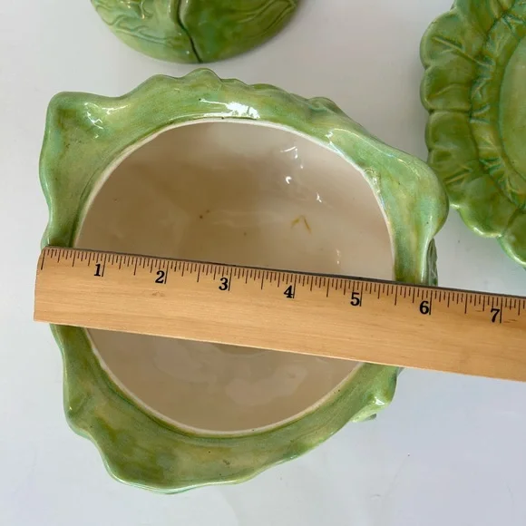 Vintage Holland Mold Cabbage Tureen 3pc Set Unique Inscription Farmhouse